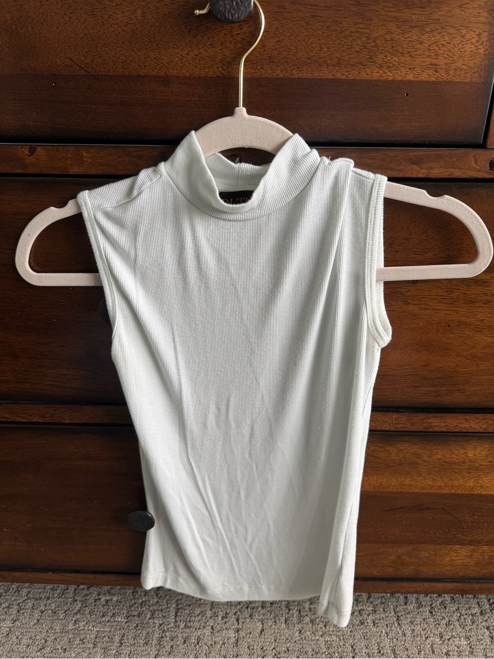 Sleeveless Mock Neck Tank Top in White